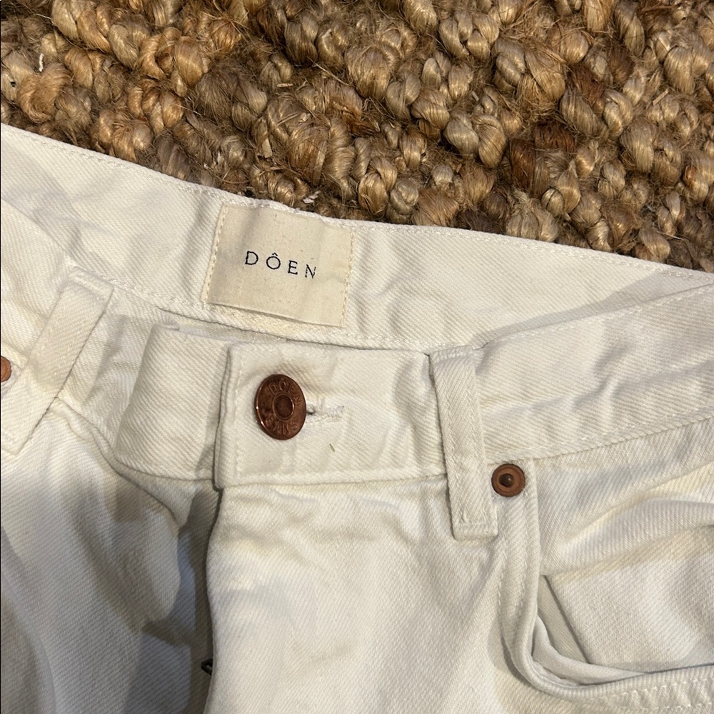 Doen 100% Organic Cotton White Denim Straight Leg Jeans Size 27 - Picture 7 of 14